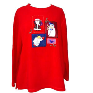 UGLY Christmas Sweater Fleece Pullover Santa Snowman Angel